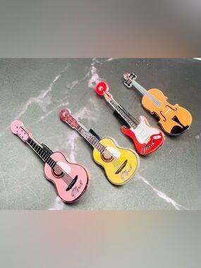 Guitar/Violin Hair Clips Kawali Side Clip - Pink, Yellow, & Red. ALL 4! NWOT
